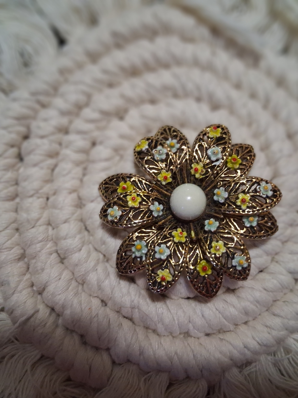 Vintage Filigree Flower Brooch By Arthur Pepper "ART"